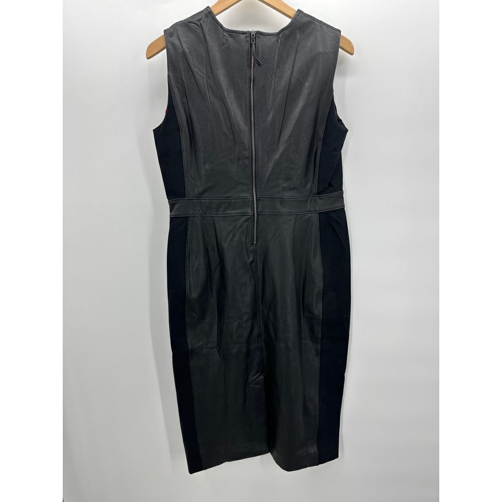 SPANX Women's Black Leather Like Sleeveless Mixed Media Sheath Dress NWT Size XL - Picture 4 of 11